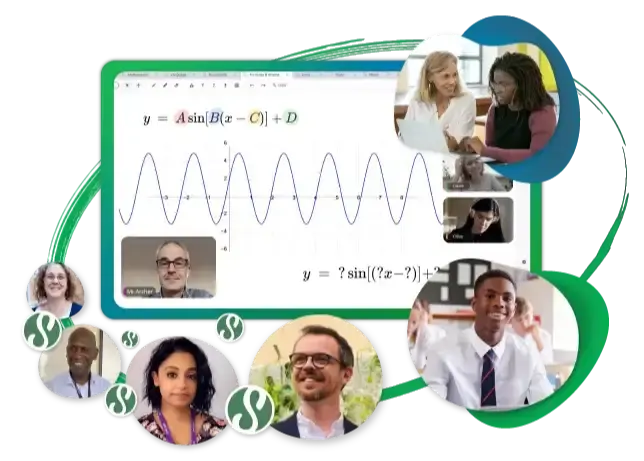 Happy students in online classroom