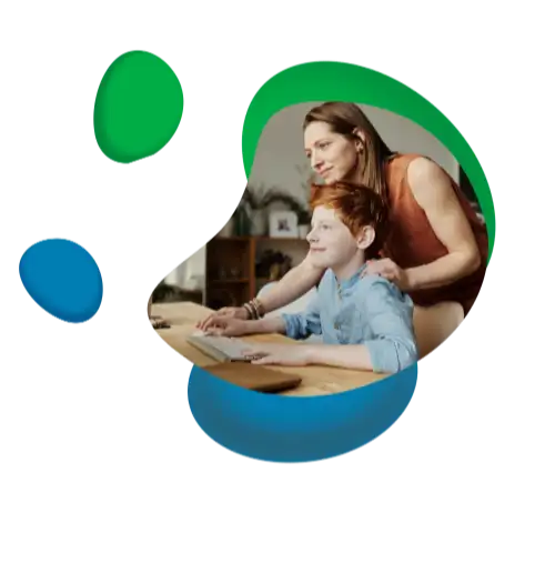Parent and student on computer